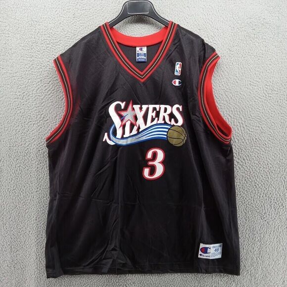 Vtg‎ Allen Iverson Jersey Mens 48 XL Black Philadelphia 76ers Champion Authentic